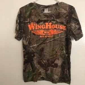 Winghouse camo neon orange logo